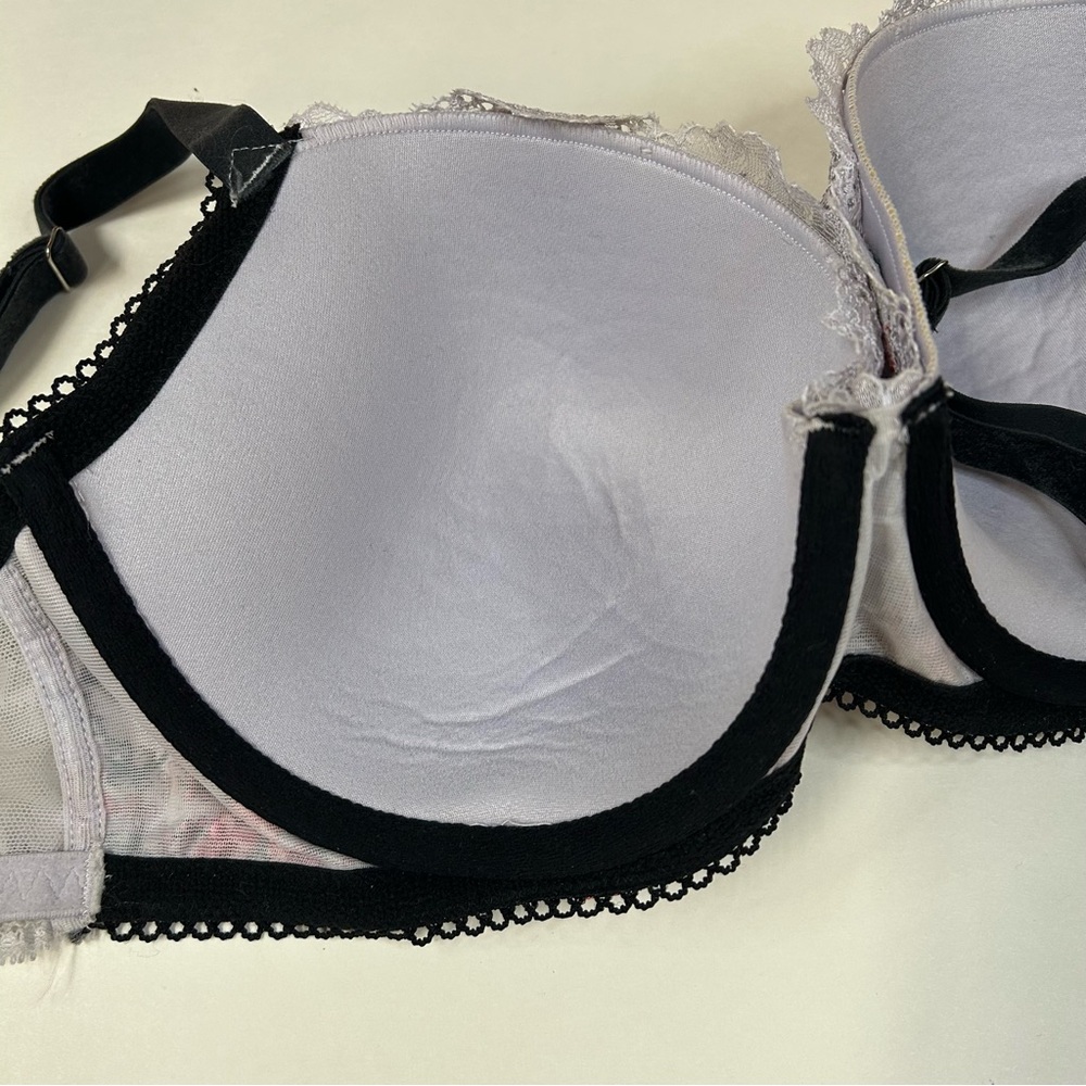 Dream Angels Victorias Secret 34DD Lined Demi Bra Floral Purple Pink Black #2954 - Picture 3 of 12